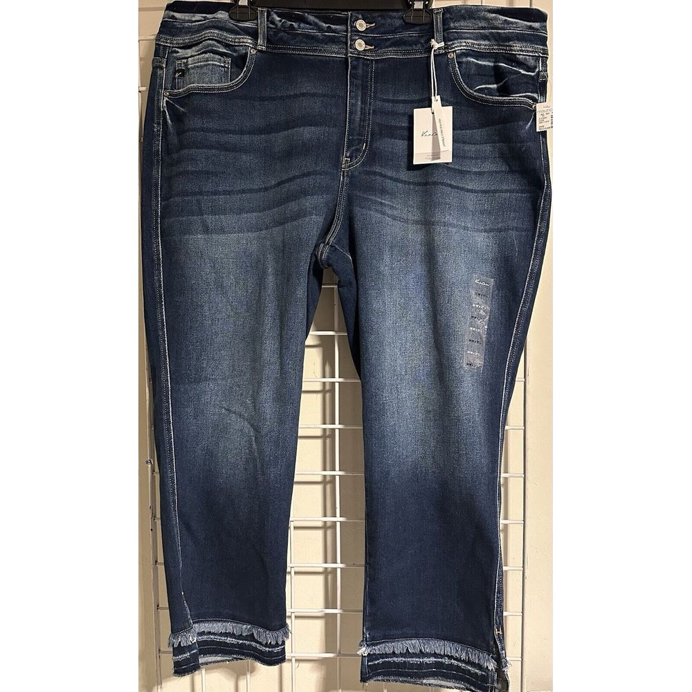 NWT Kancan Women's Ankle Straight High‎ Rise Ripped Jeans Size 24W